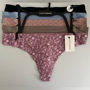Lucky Brand Super Slim and Thin Laser Cut Tech Sealed No-Show 5 pc Thongs set